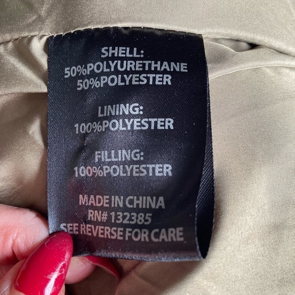 Daniela Cortez Eco Leather Puffer Jacket with Hood in Cognac - Picture 8 of 14